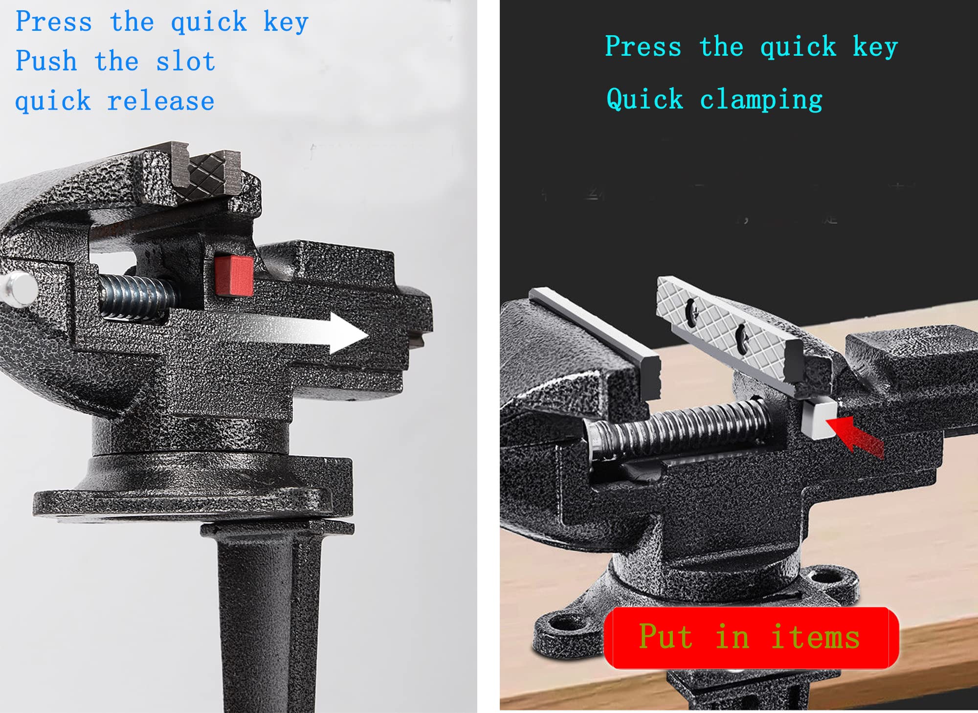 Close-up of MYTEC 3.3-inch jaw shows strong steel grip for durability.