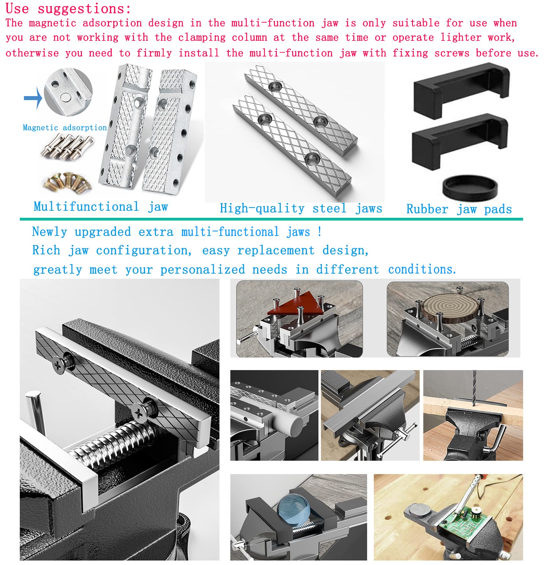 MYTEC bench vise mounted on a workbench demonstrates versatile clamp-on setup.