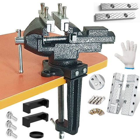 MYTEC bench vise quick-adjust button enables fast, secure clamping of delicate parts.