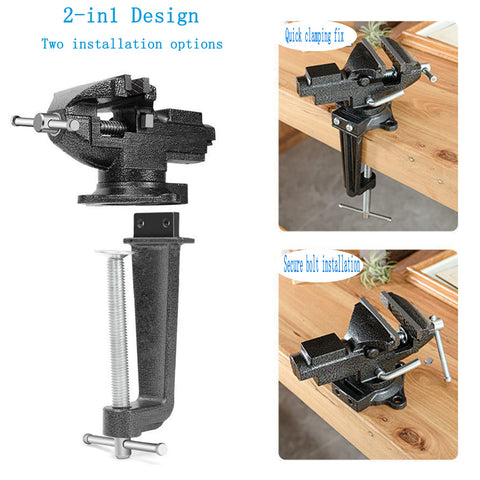 MYTEC bench vise 360-degree swivel base allows precise positioning for any angle.