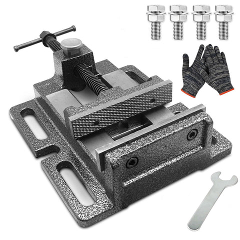 MYTEC Drill Press Vise front view for precise clamping on small projects.