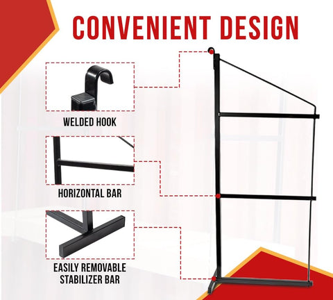 Black powder-coated steel bracket from Mytee Products highlights rust resistance.