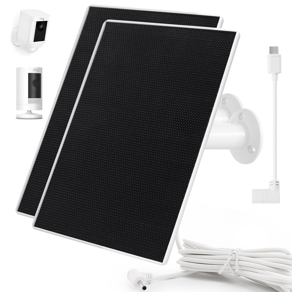 Mytions Ring camera solar panel 6W powers outdoor cameras with steady energy.