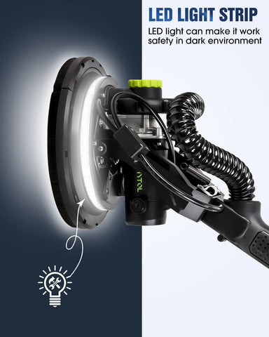 MYTOL drywall sander in-use shows comfortable grip during extended sanding
