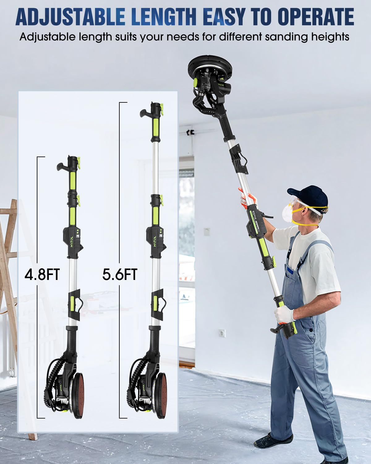 MYTOL drywall sander variable-speed-display gives precise speed control for different sanding tasks