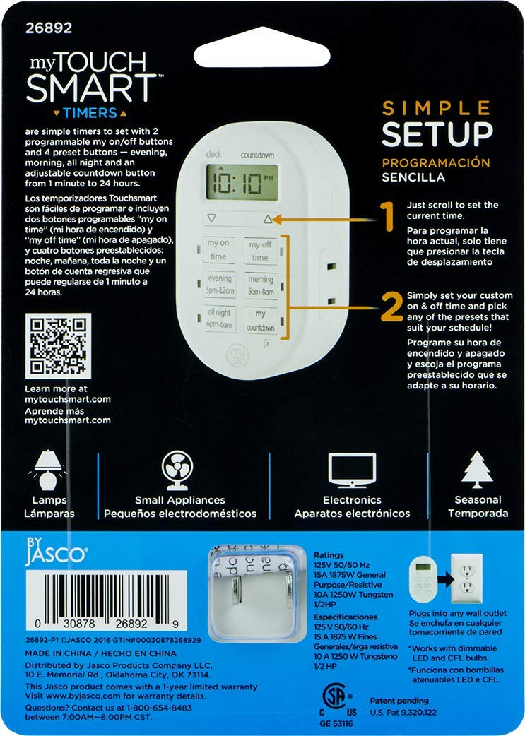 MyTouchSmart timer works with LED, CFL, incandescent and halogen bulbs