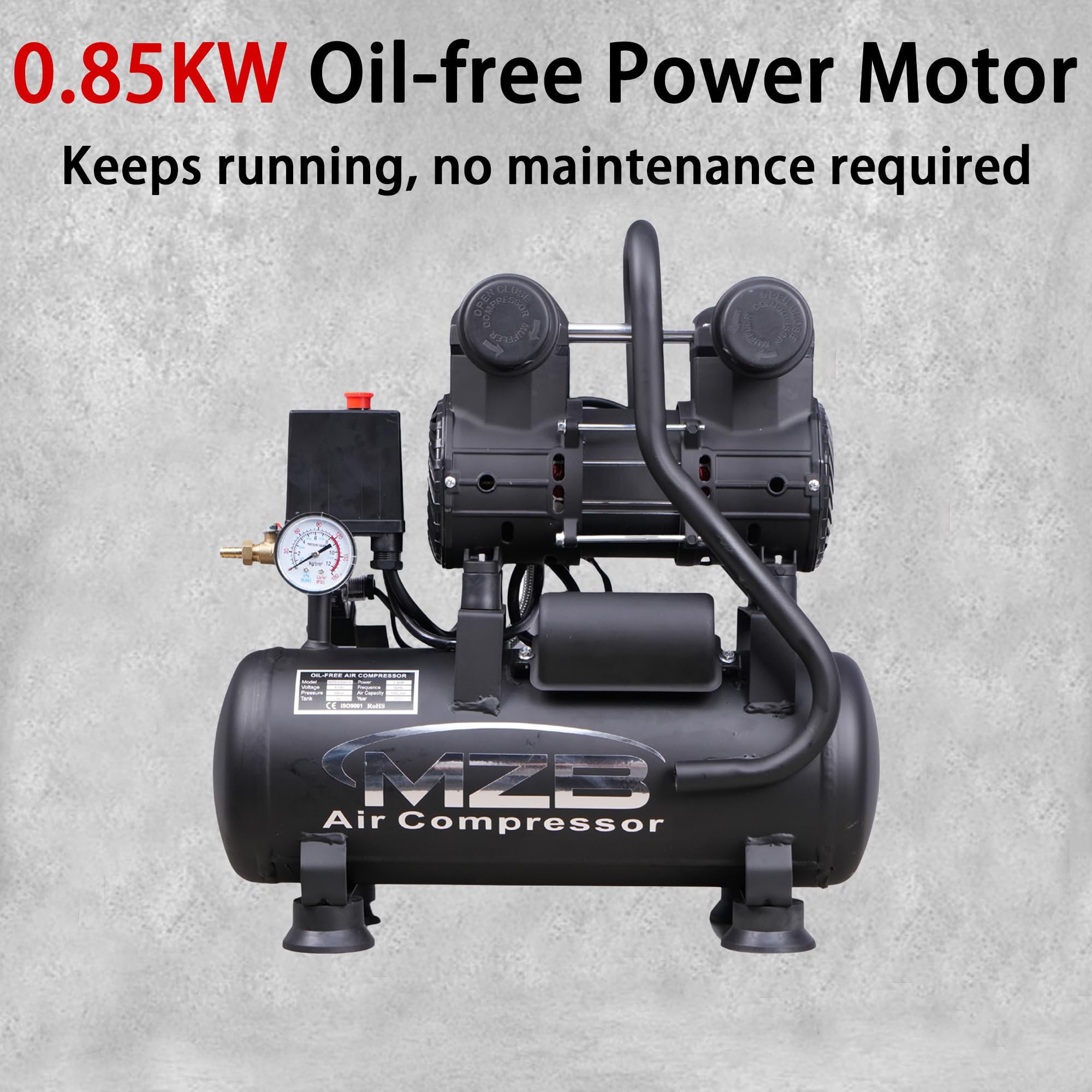 MZB air compressor 72dB-noise level for comfortable long sessions