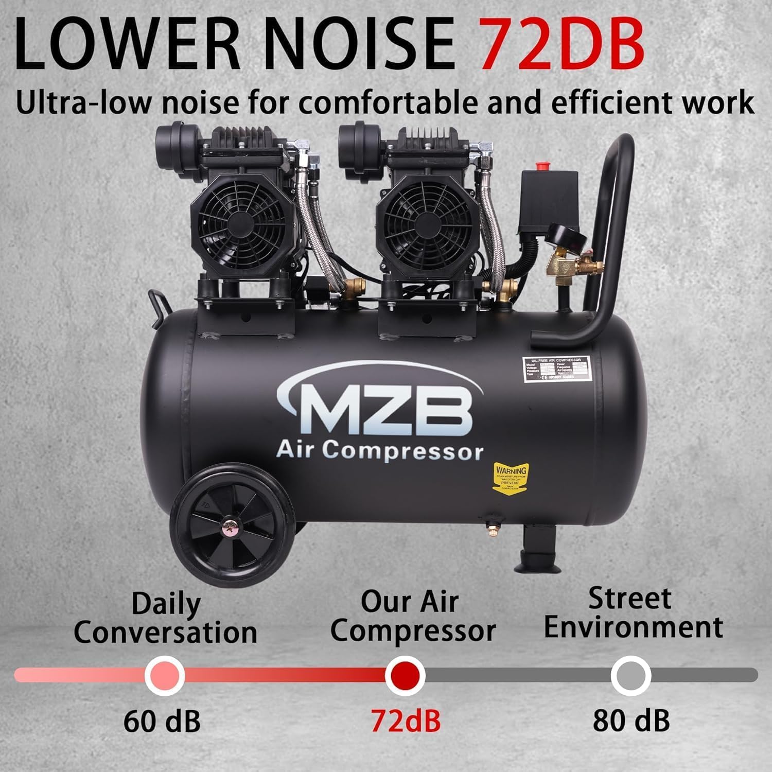 MZB oil-free pump delivers clean air with minimal maintenance.