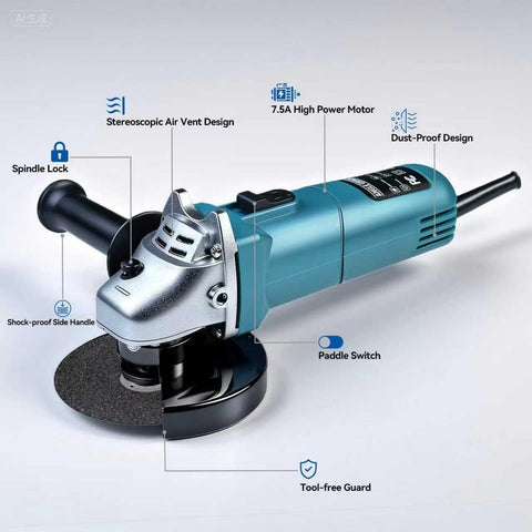 MZG angle grinder with auxiliary handle for improved stability during use.