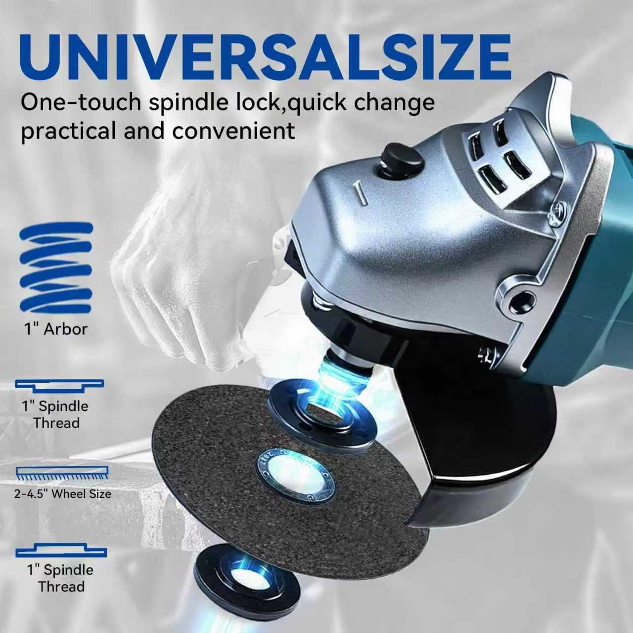 MZG grinder with lock-on switch for continuous operation and control.