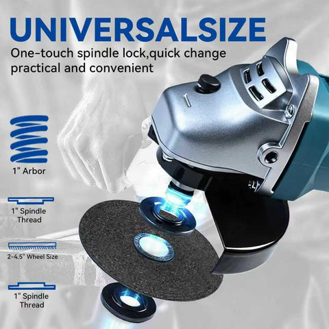 MZG grinder with lock-on switch for continuous operation and control.