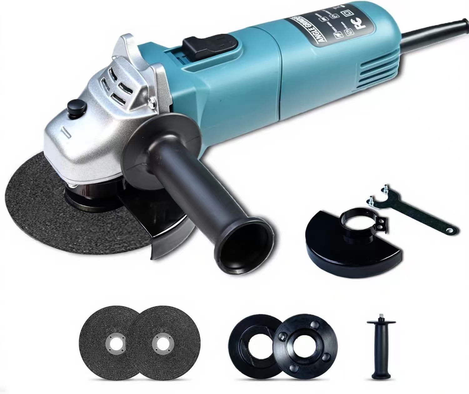 MZG power angle grinder with 7.5-amp motor for fast metal cutting and grinding.