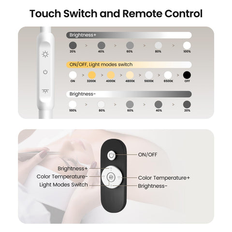 Mznoo Lash Light 320-degree horizontal rotation covers wide work areas.