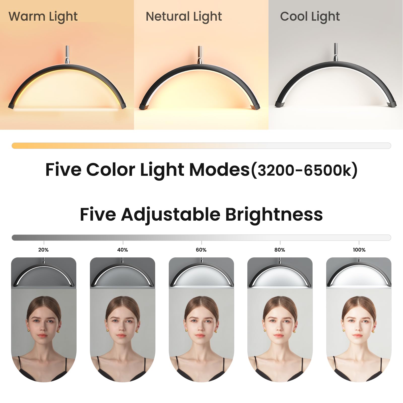 Mznoo Lash Light color temperature control for natural tones