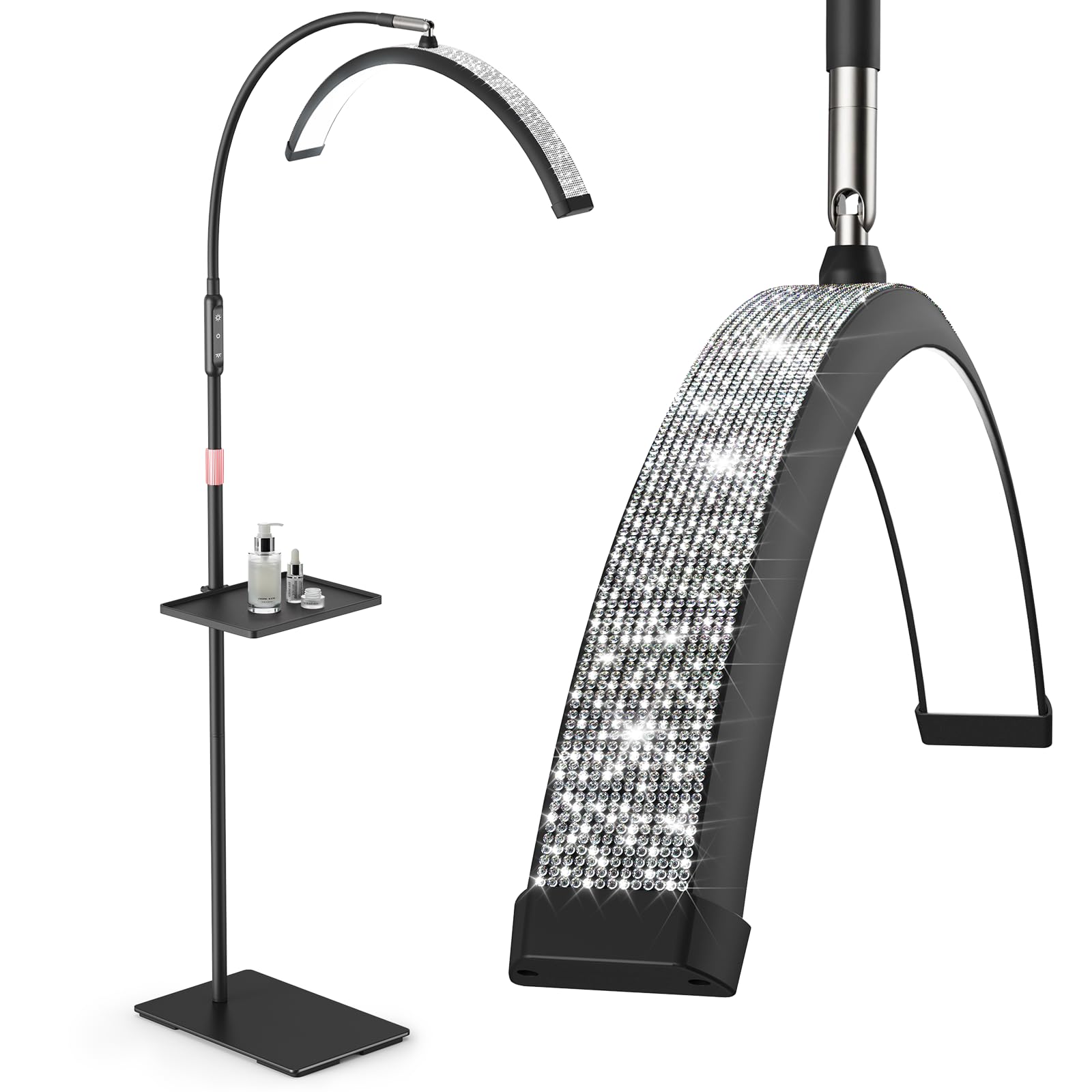 Mznoo Lash Light half-moon diamond design provides elegant, shadow-free lighting for lash work.