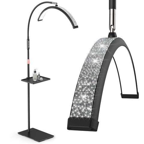 Mznoo Lash Light half-moon diamond design provides elegant, shadow-free lighting for lash work.