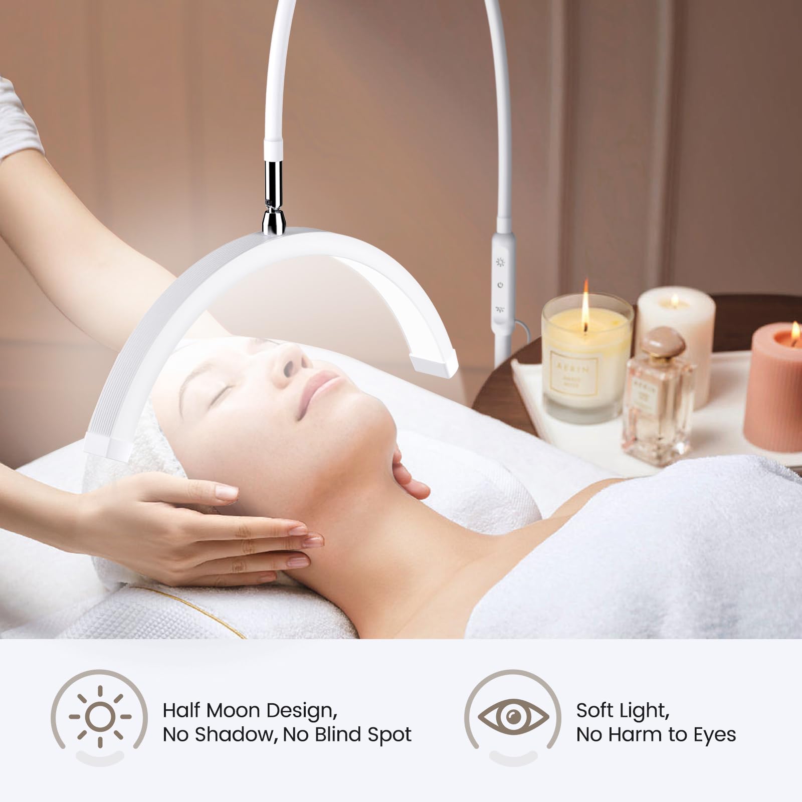 Mznoo Lash Light adjustable height supports professional and DIY setups.