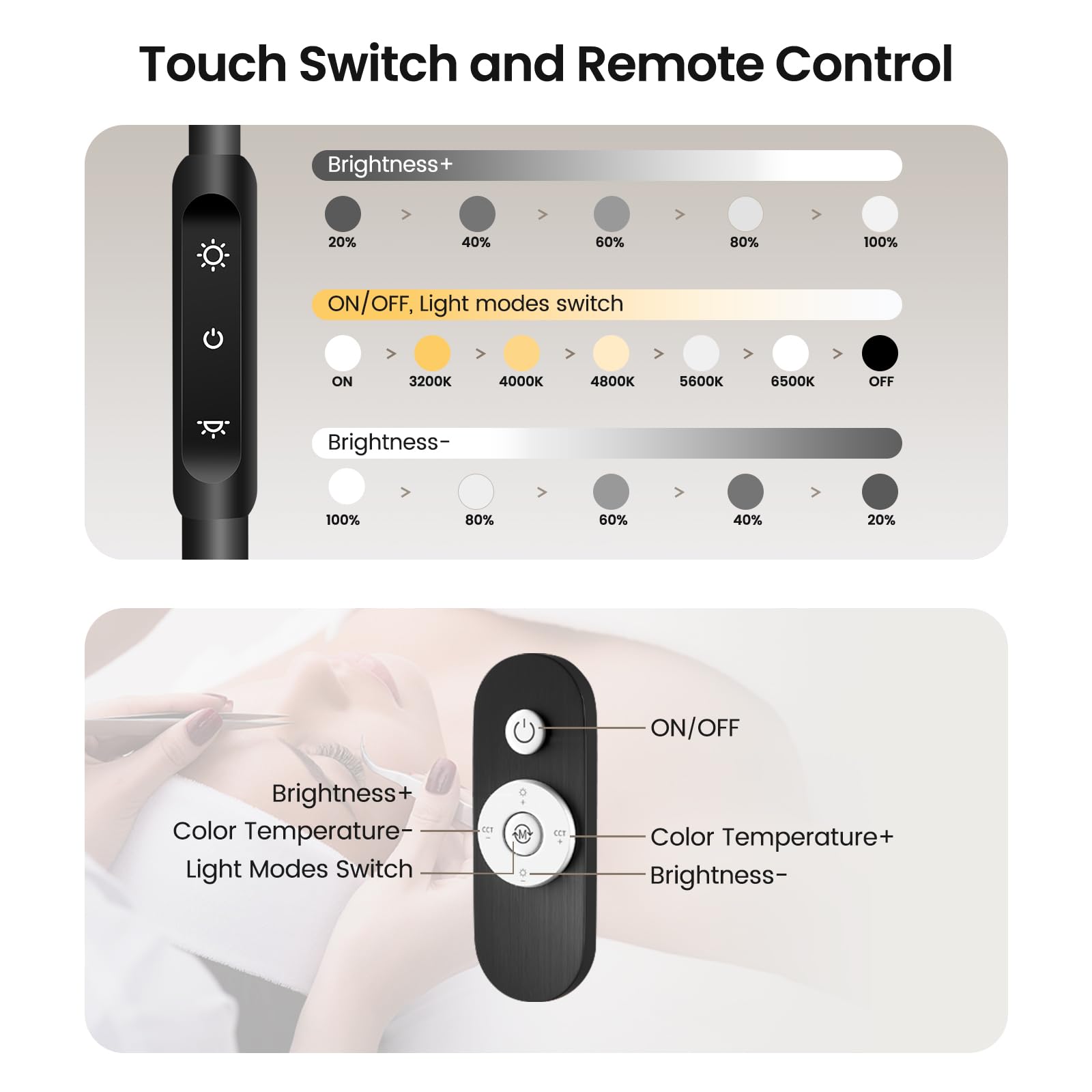 Mznoo Lash Light height-adjustable stand fits varied spaces
