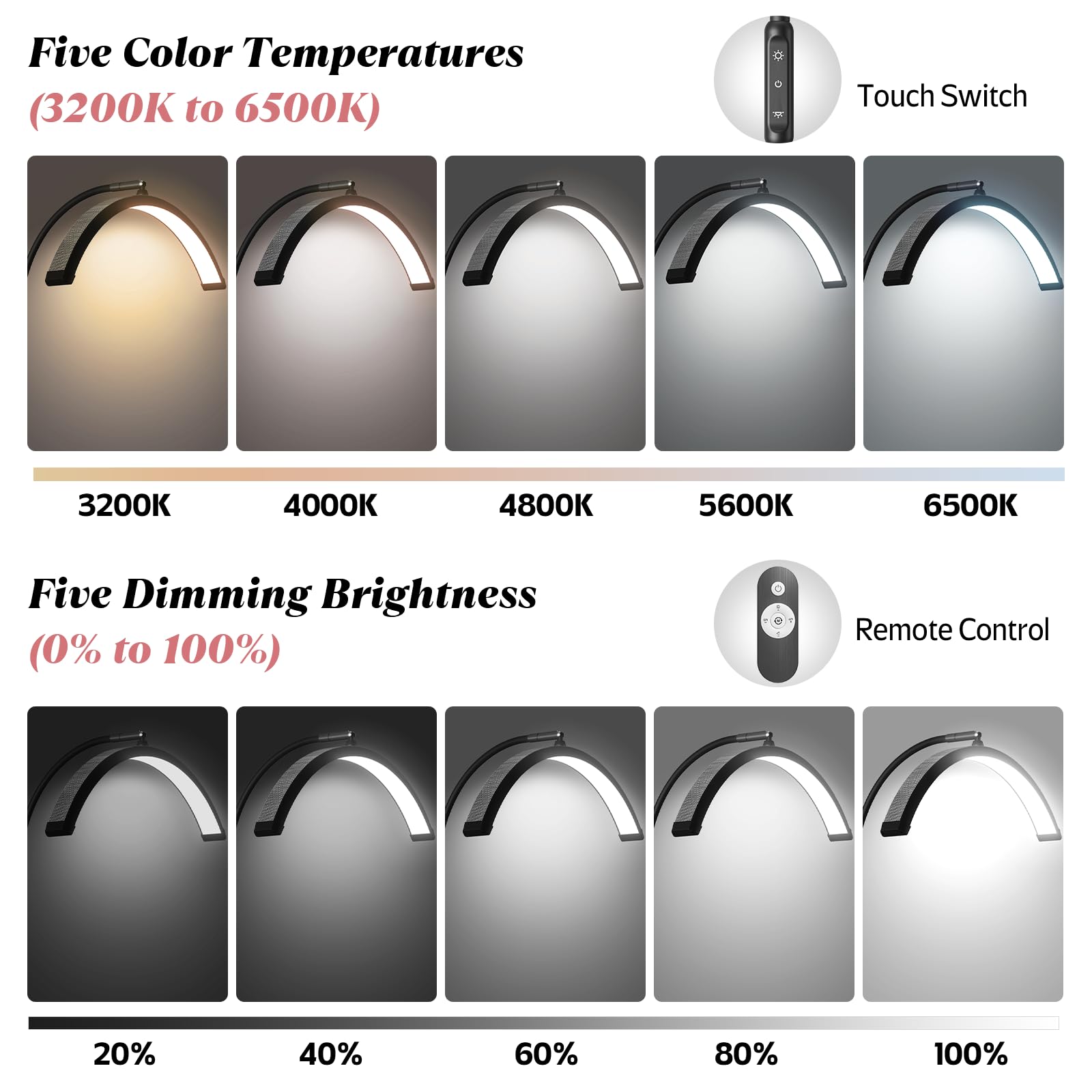 Mznoo Lash Light remote control enables quick brightness and color-temp tweaks.