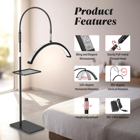 Mznoo Lash Light shadowless illumination covers the full work area.
