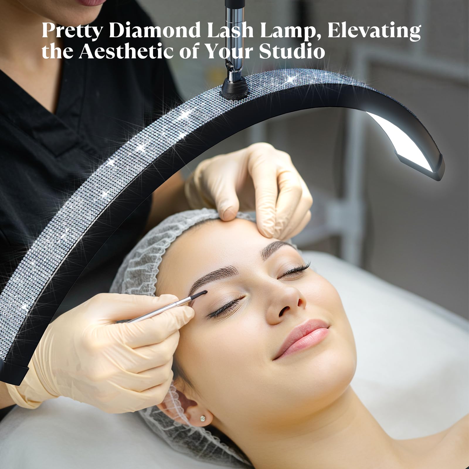 Mznoo Lash Light tool tray attached for organizing small items.