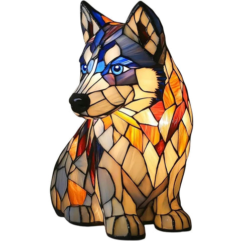 MZU stained resin dog light provides soft daily illumination.