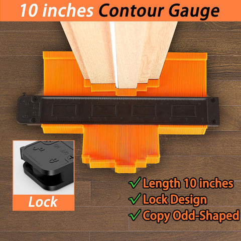 NAACOO 10-inch contour gauge with lock duplicates curved profiles.