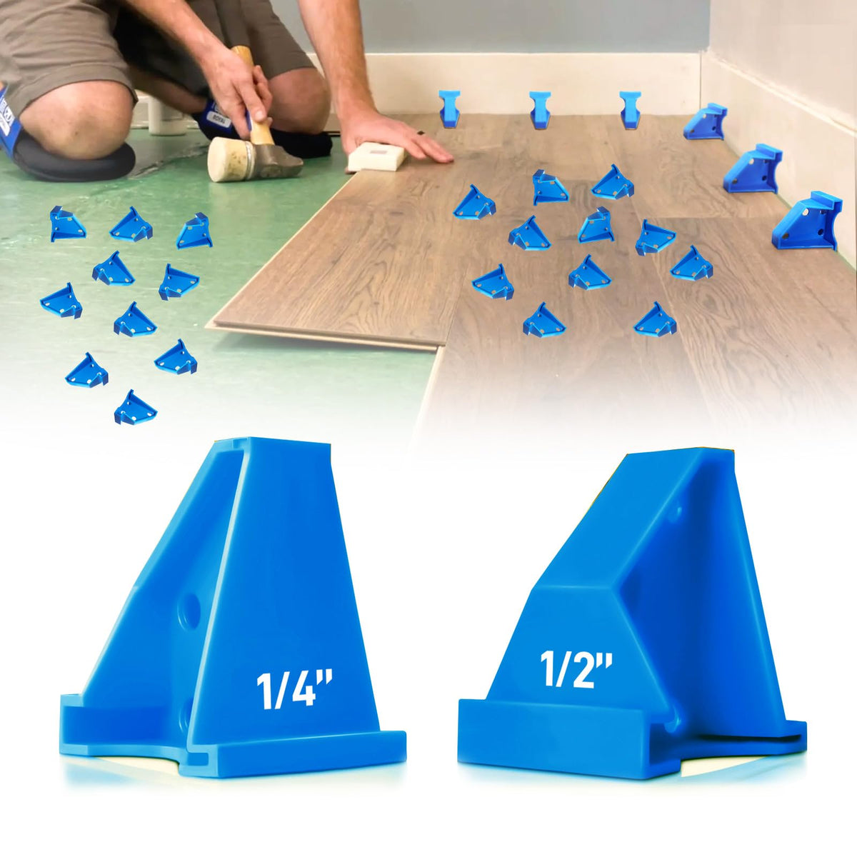 NAACOO 40-pack spacers showing 1/4 inch gap for precise installation