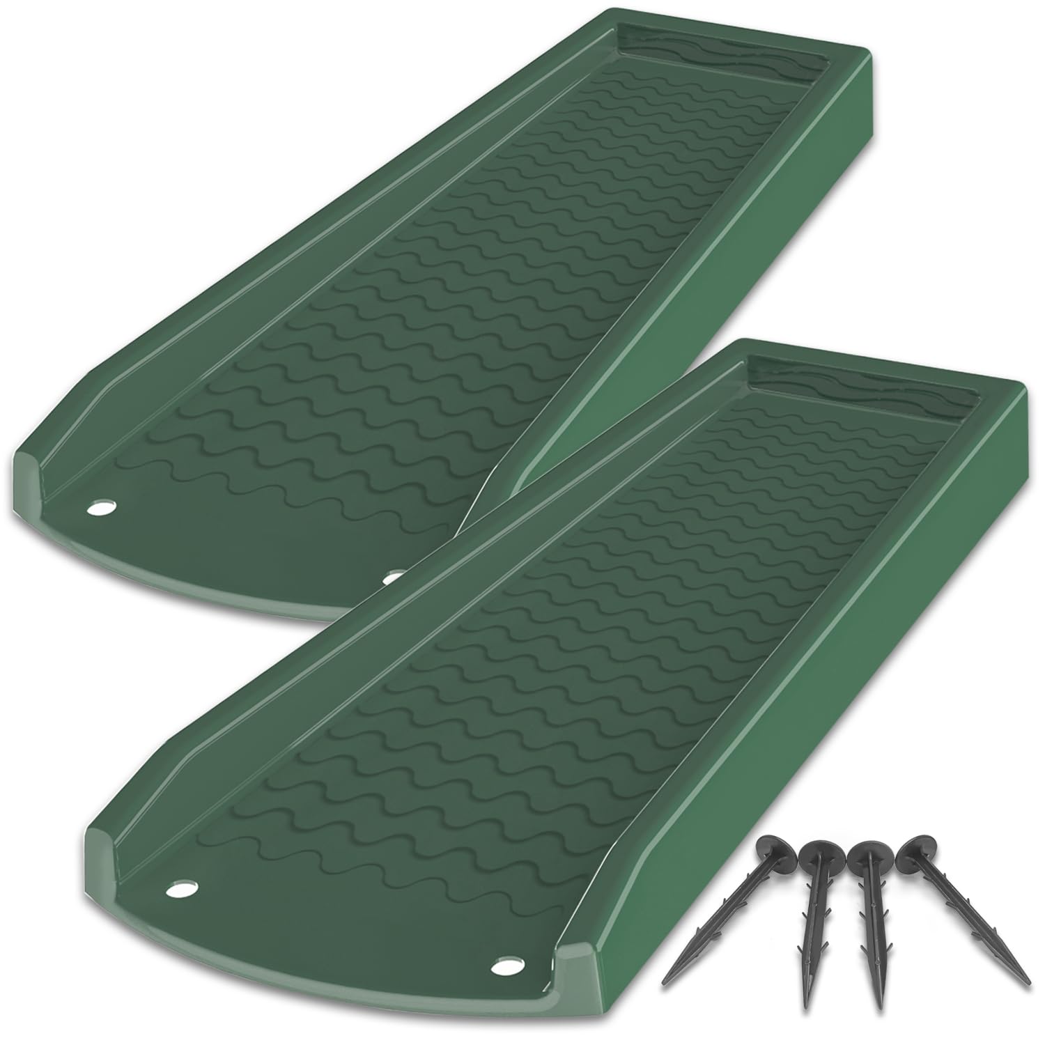 NAACOO downspout splash block 24-inch dark green directs rainwater away from foundations.