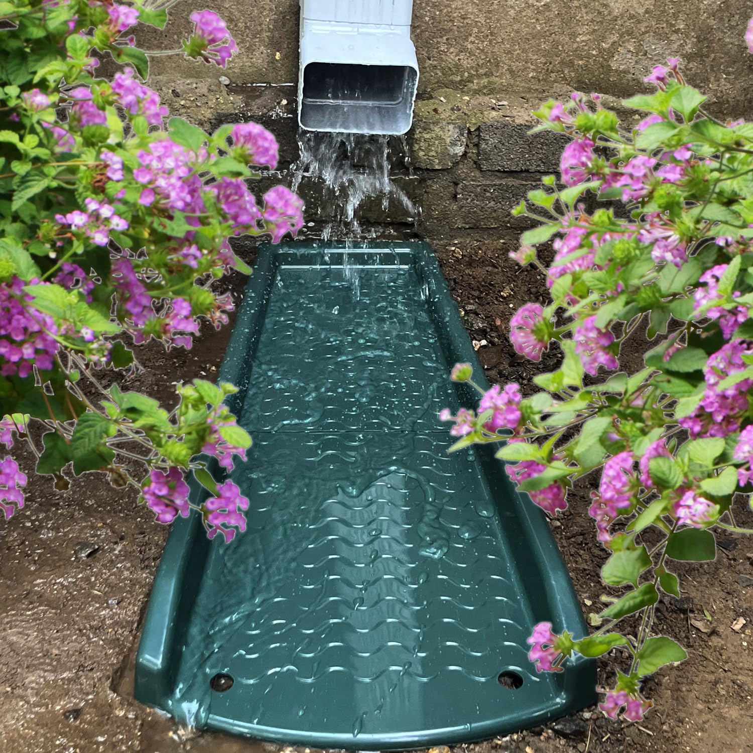 NAACOO downspout splash block shows ladder downward design for efficient drainage.