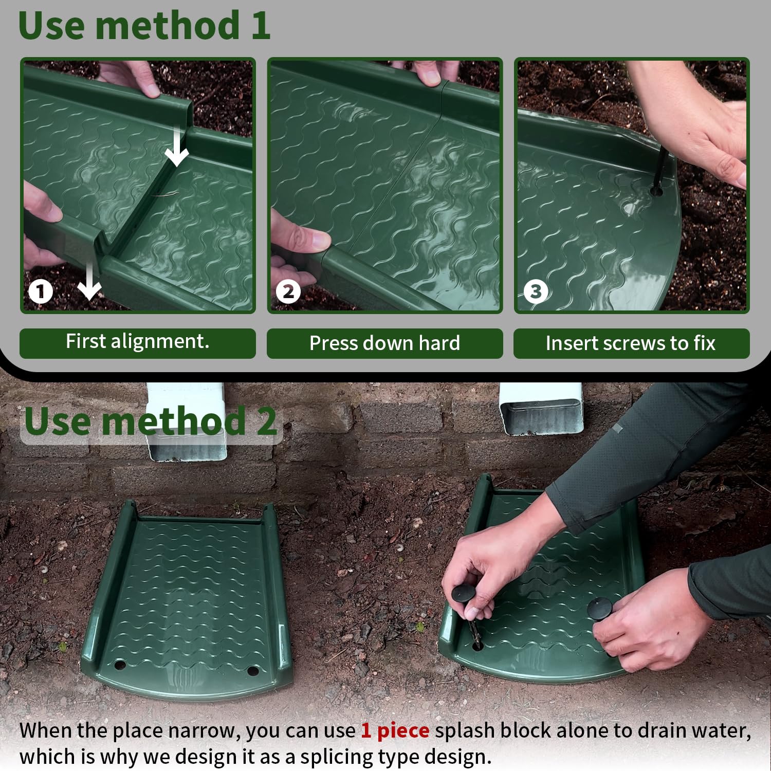 NAACOO splash block water flow design reduces soil erosion near your home.