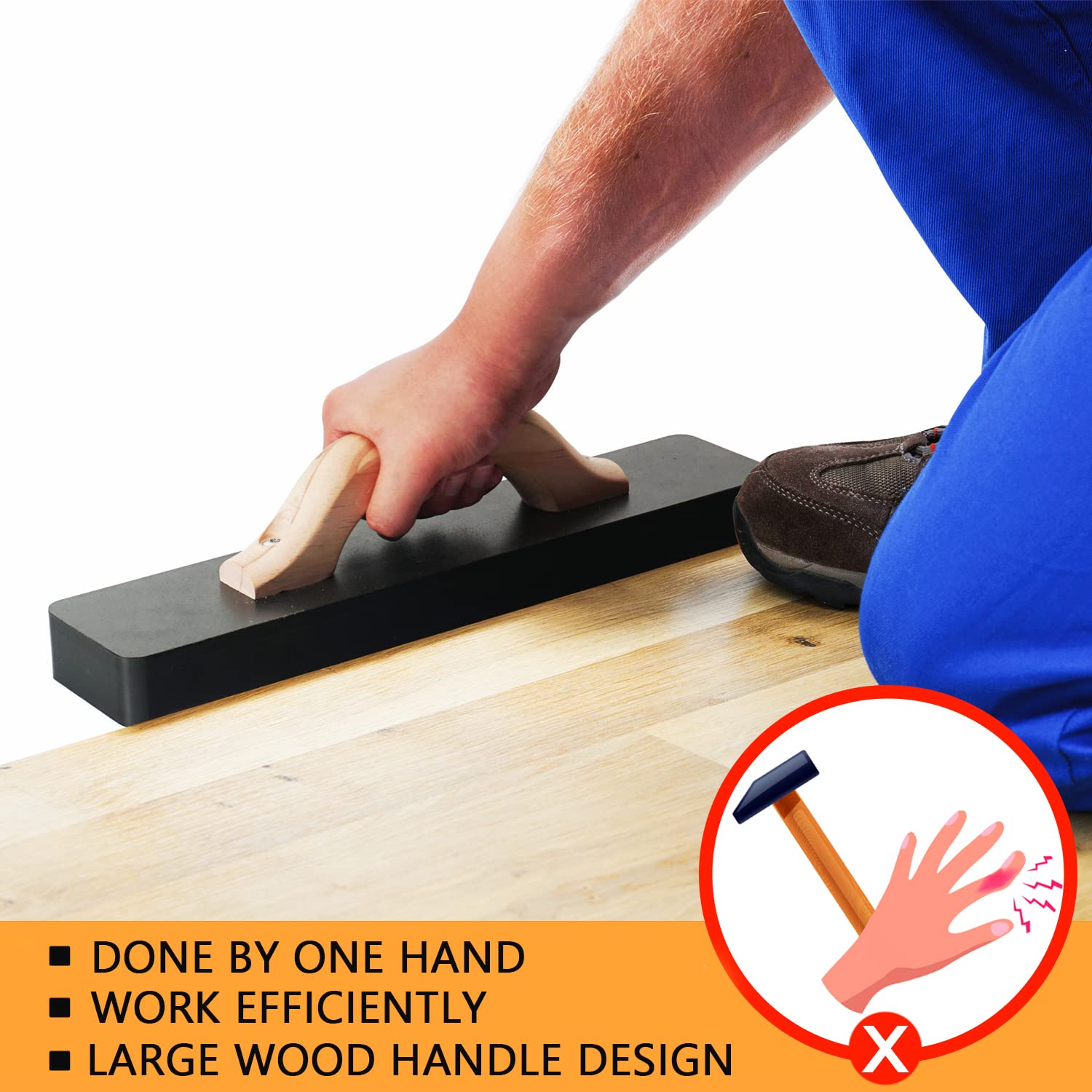NAACOO tapping block helps form tight seams along plank edges.
