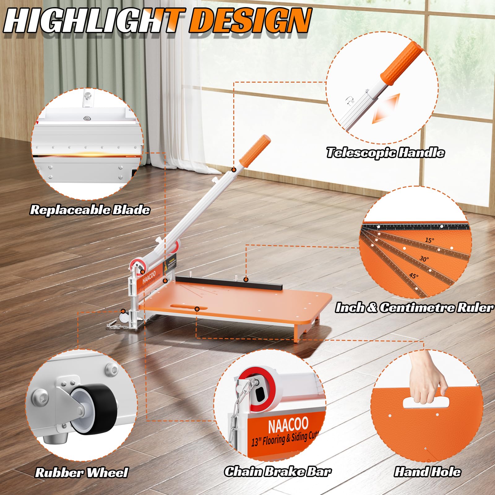NAACOO floor cutter with extendable handle easing long cuts