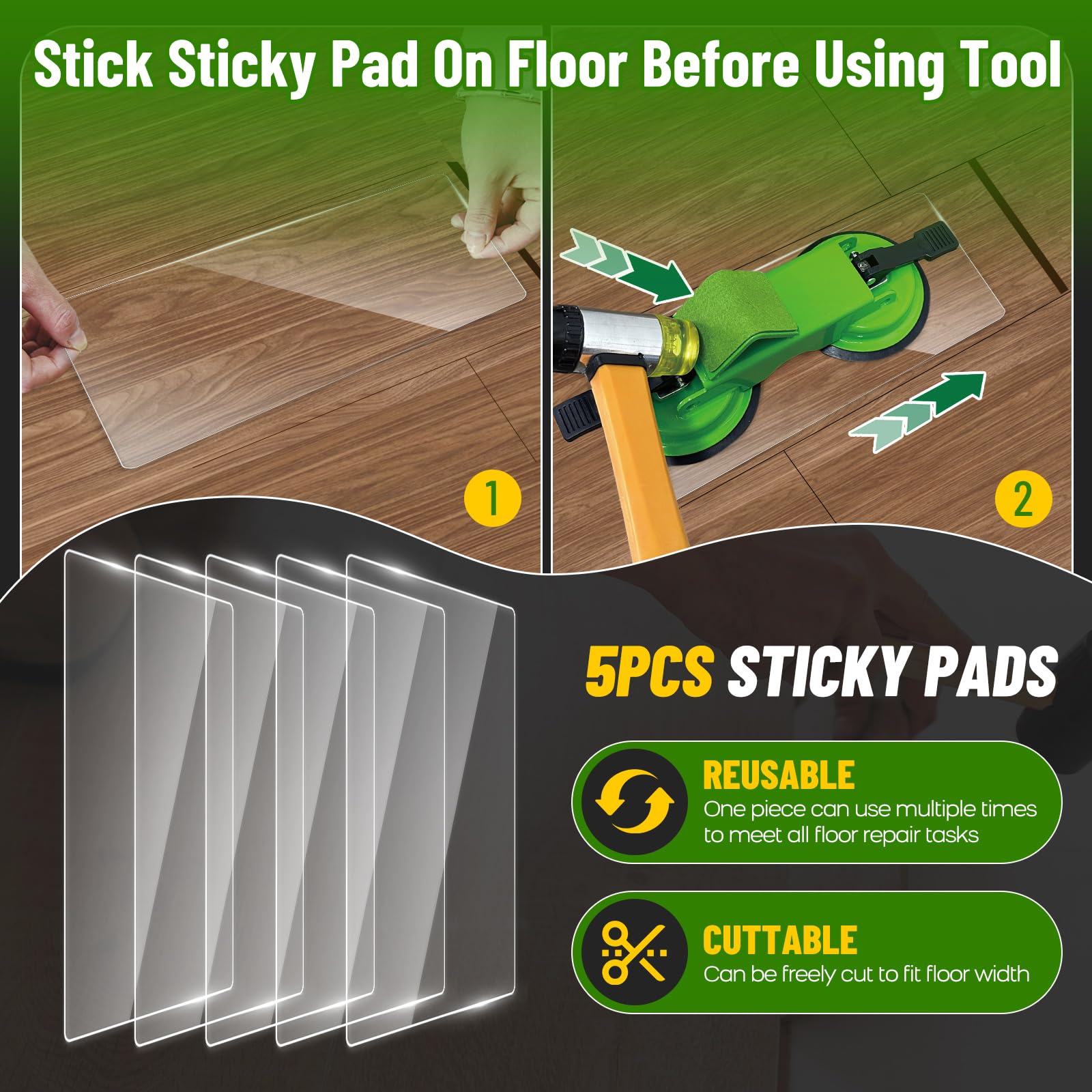 NAACOO sticky pads enhance grip before fixing floor gaps.