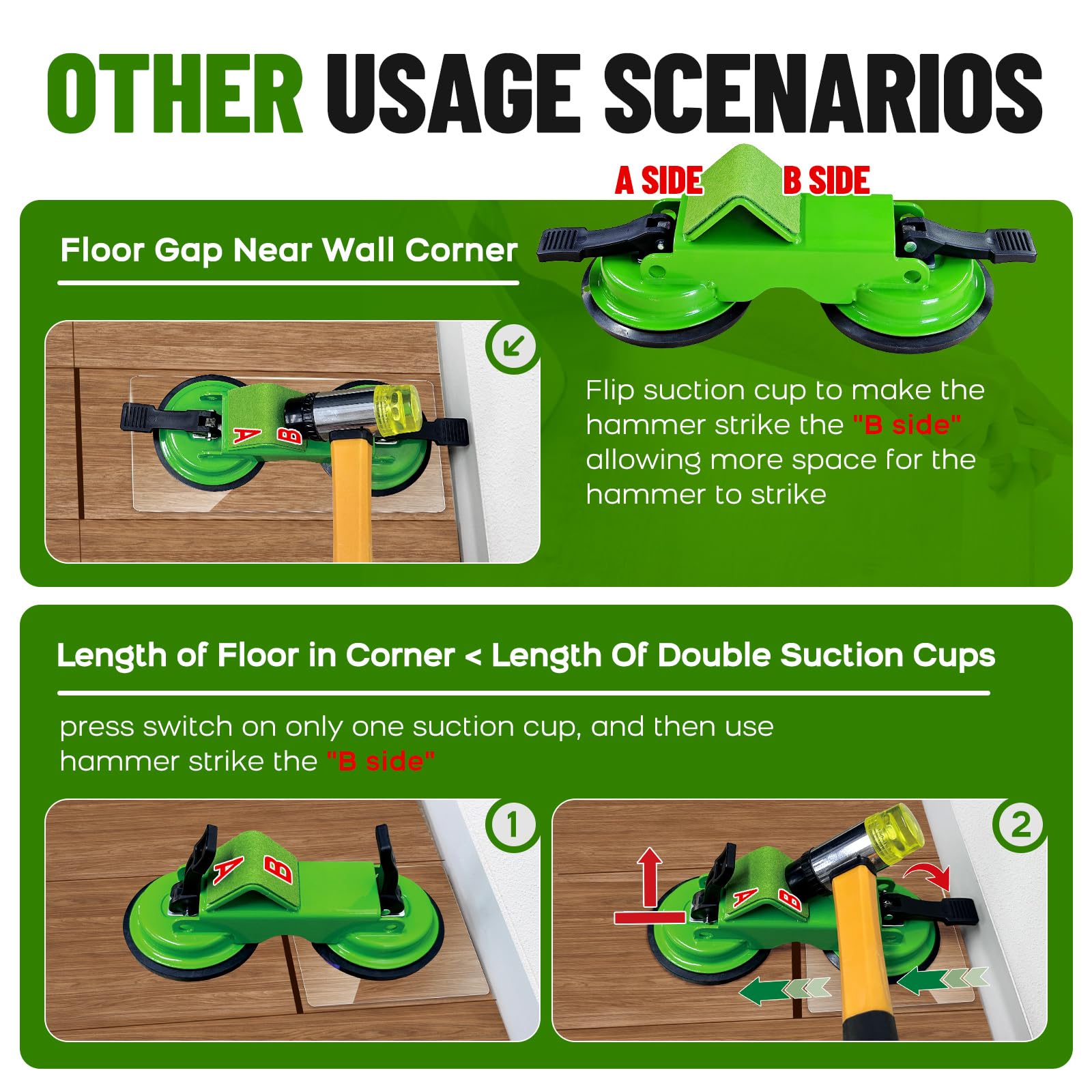 NAACOO Floor Gap Fixer used near walls for tight spaces and corners.