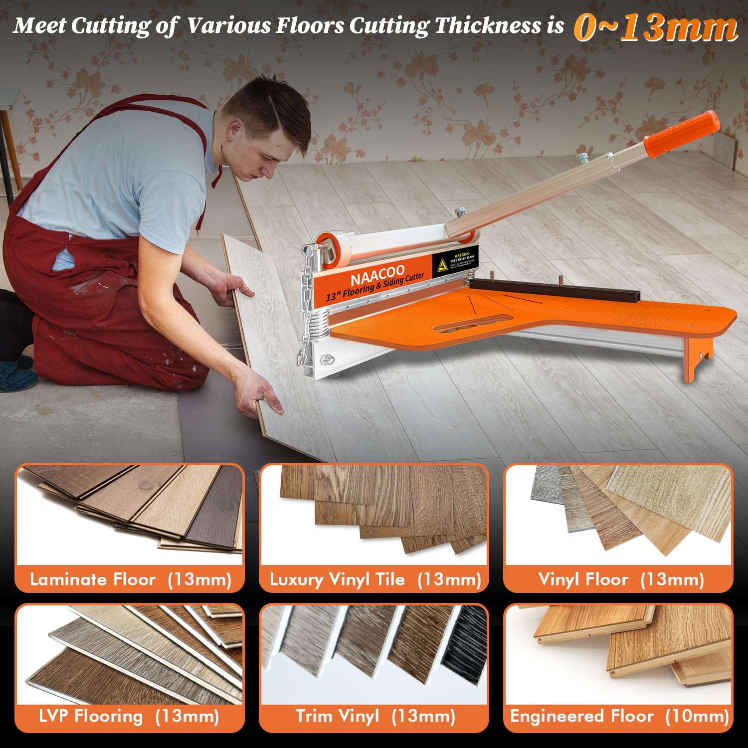 NAACOO laminate cutter safety features include chain brake.