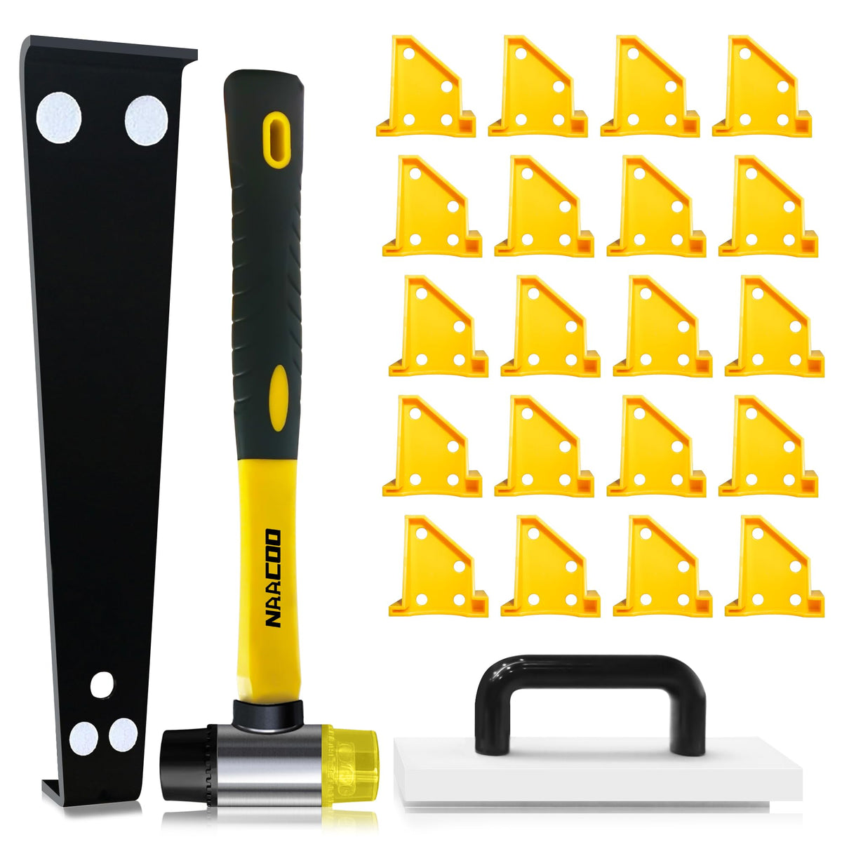 NAACOO double-faced mallet with non-slip grip for precise flooring tapping.