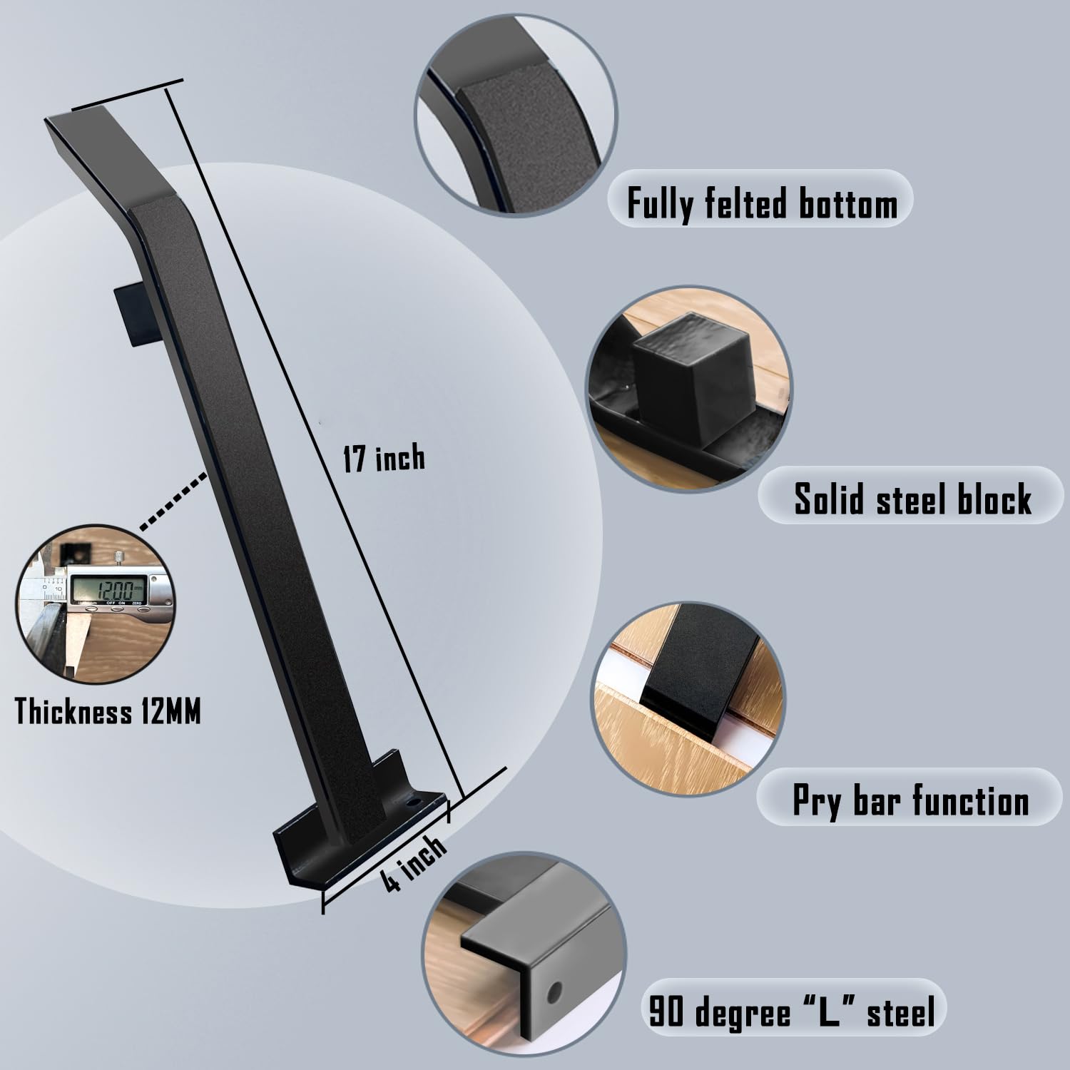 NAACOO pull bar beveled head for tight spaces, safe insertion.