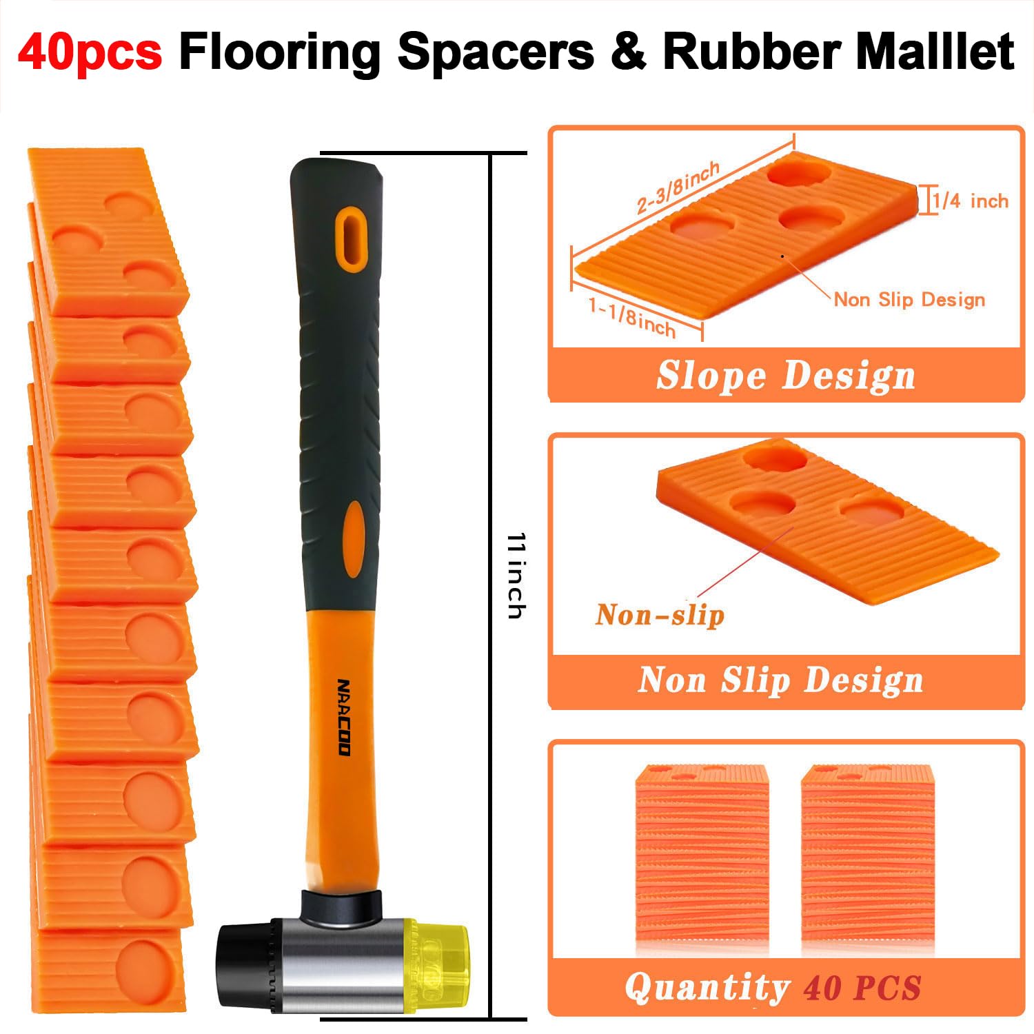 NAACOO rubber mallet included for gentle tapping during installation.