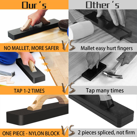 NAACOO safety-focused mallet-free flooring tool reduces finger strain during installation.