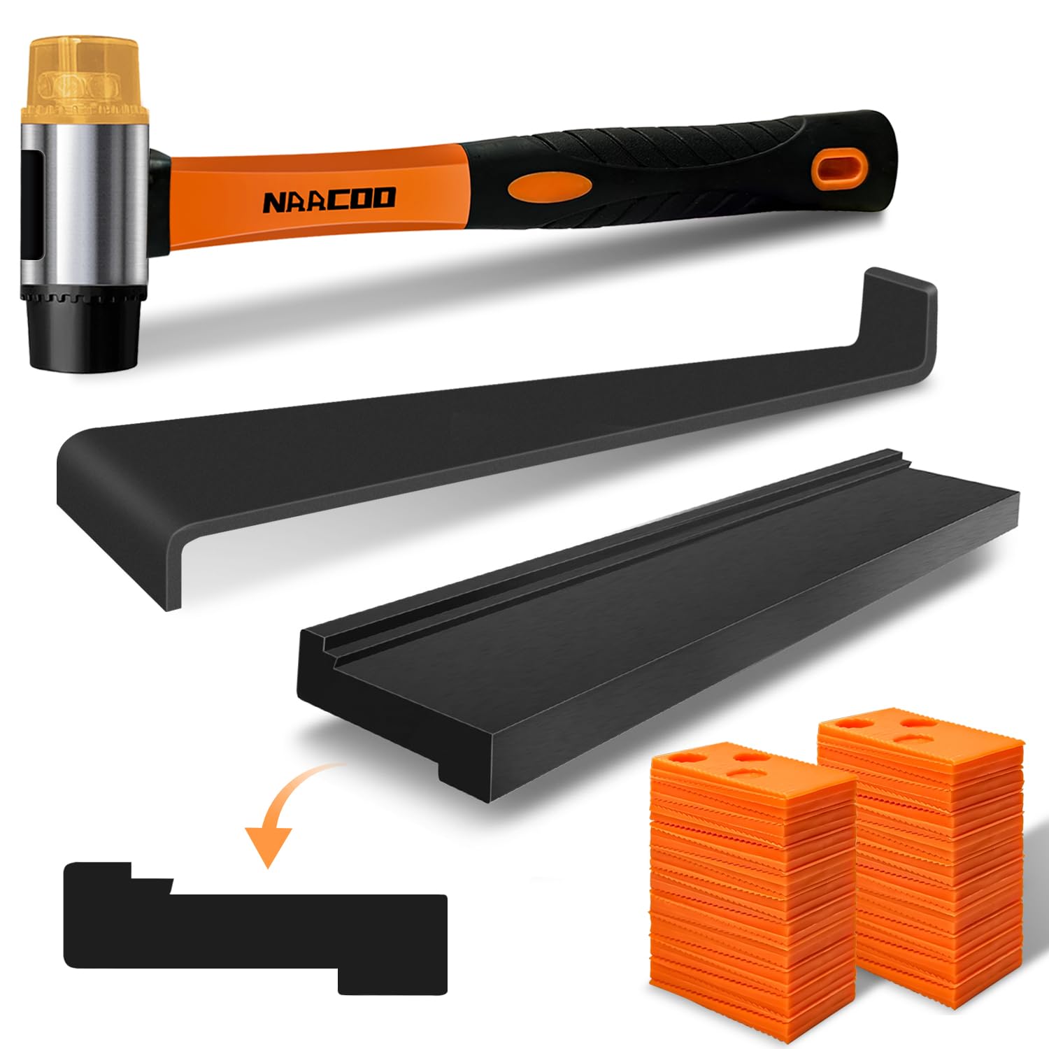 NAACOO tapping block for vinyl plank flooring improves seam alignment during installation