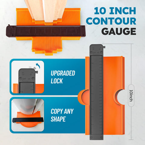 NAACOO contour gauge with lock copies irregular shapes for precise templates.