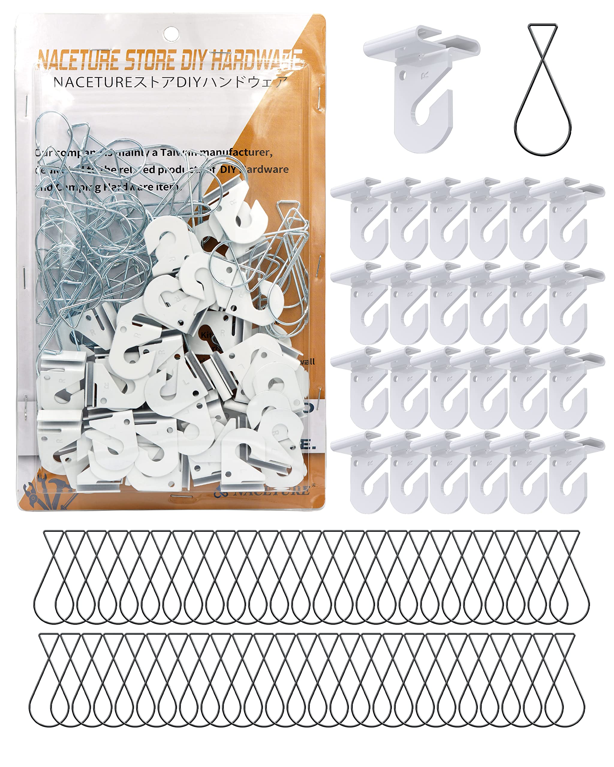 NACETURE 75-pack drop ceiling hooks setup for quick tool-free installation on standard grids