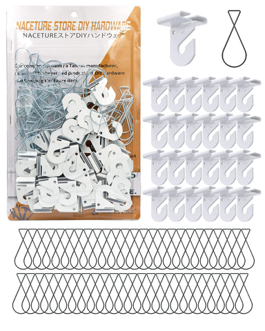 NACETURE 75-pack drop ceiling hooks setup for quick tool-free installation on standard grids