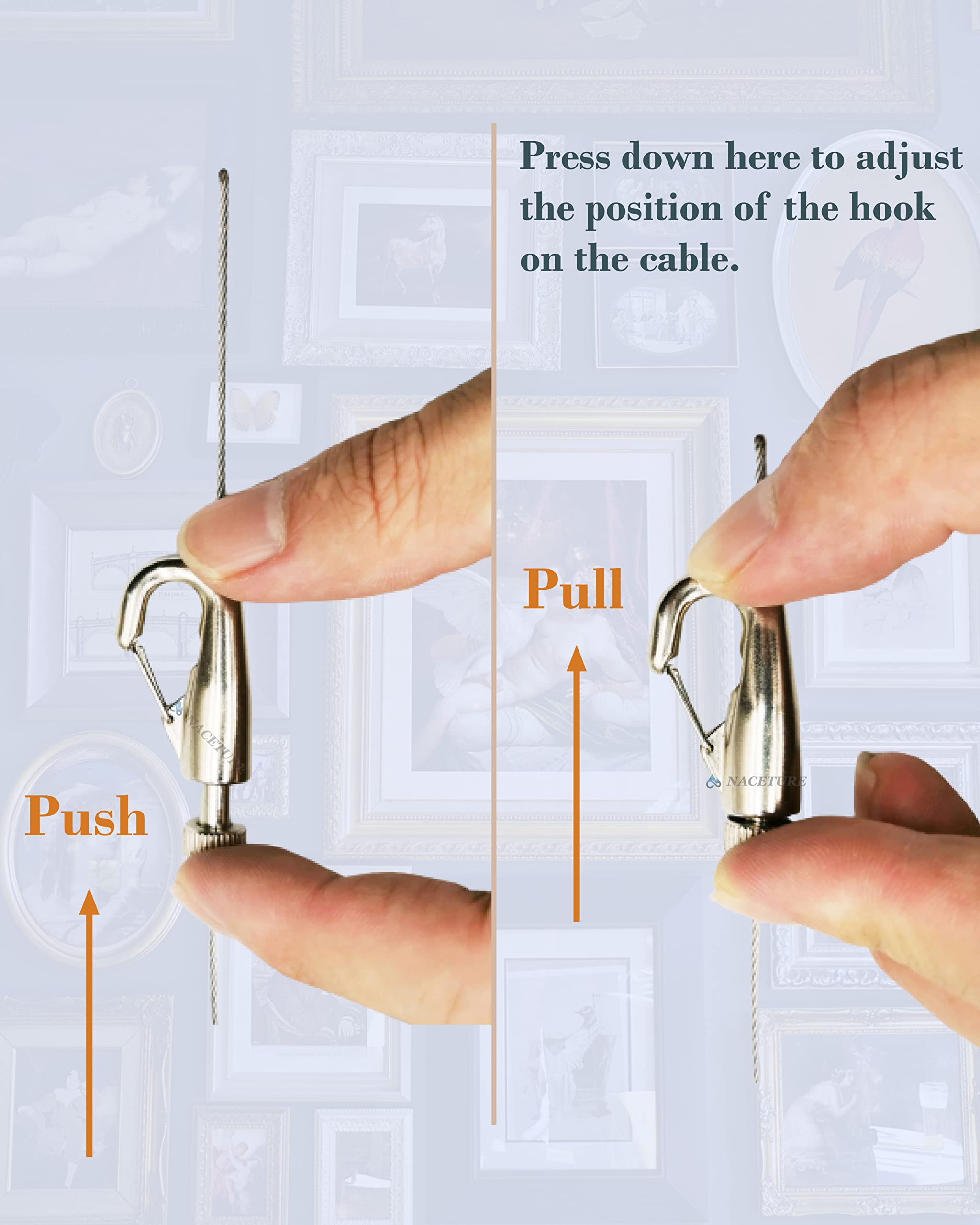 NACETURE complete hanging kit with hooks and cord.