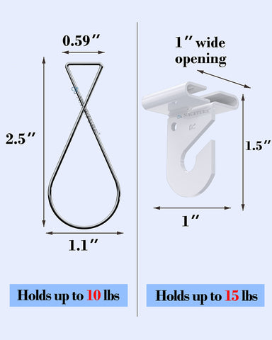 NACETURE heavy-duty ceiling hooks hold up to 15 lbs for sturdy displays