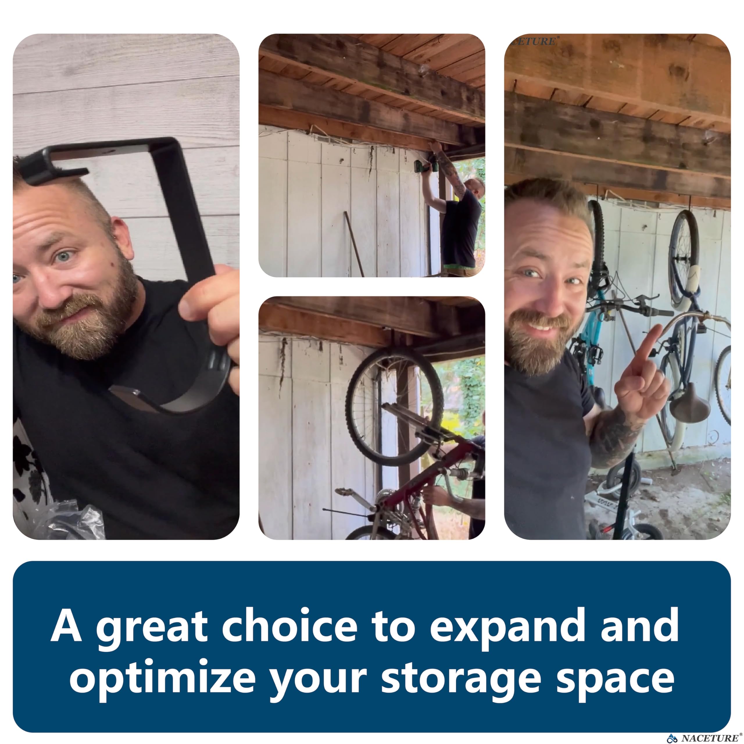 NACETURE heavy-duty garage hook demonstrates robust steel construction for durable storage.