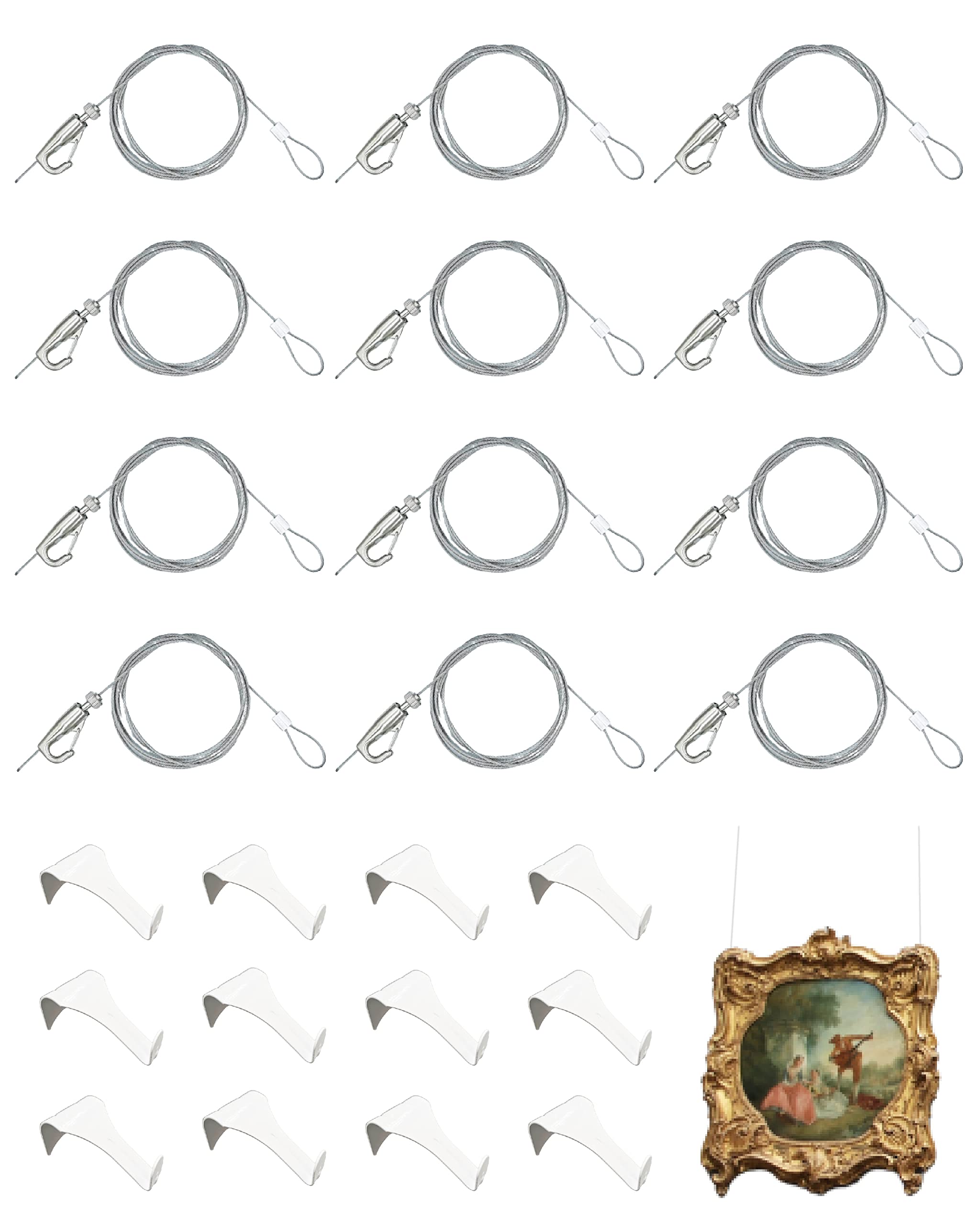 NACETURE white rail hooks set for clean wall displays.