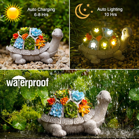 Nacome turtle statue on patio illustrates versatile lawn decor.