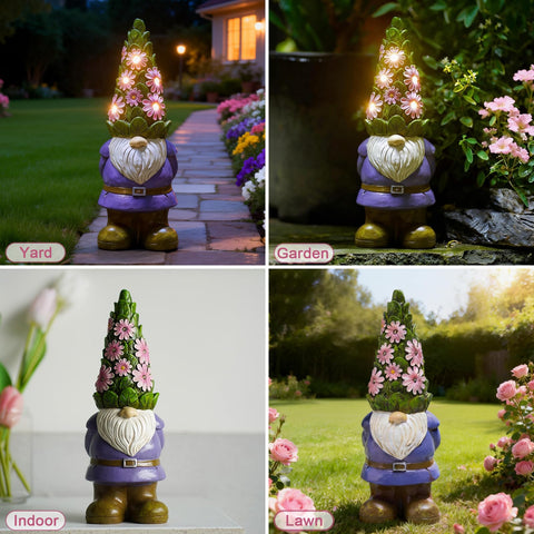 Nacome solar gnome stone-texture look enriches outdoor realism.